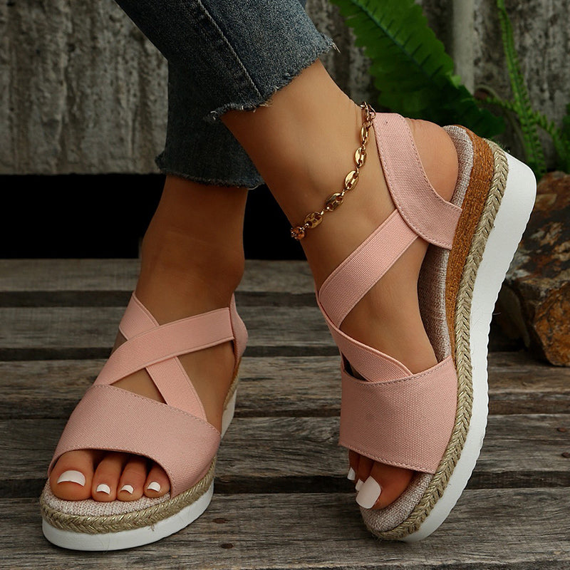 Monique - Keilsandalen Kreuzriemen Plattform Gladiator