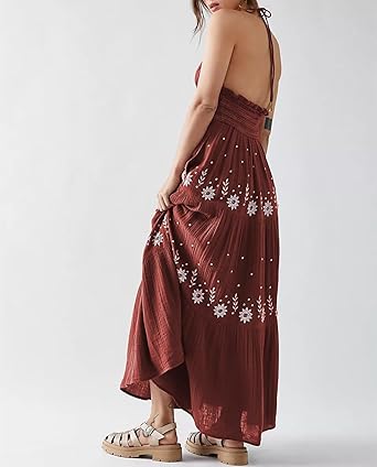 Mocarra | Boho Fließendes Gestuftes Maxikleid