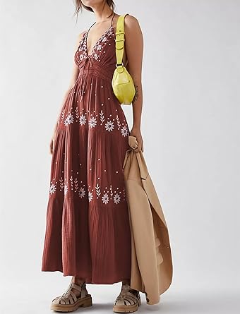 Mocarra | Boho Fließendes Gestuftes Maxikleid