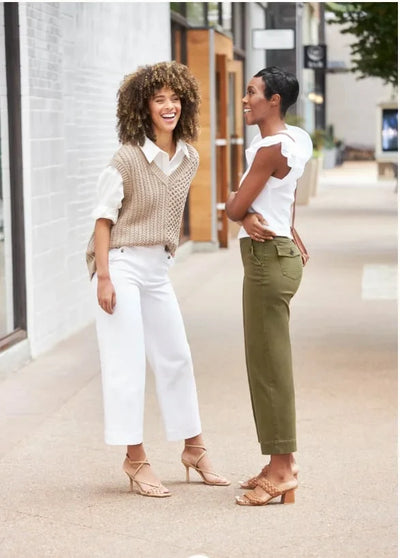 Mocarra | Gekürzte Stretch-Hose mit Weitem Bein