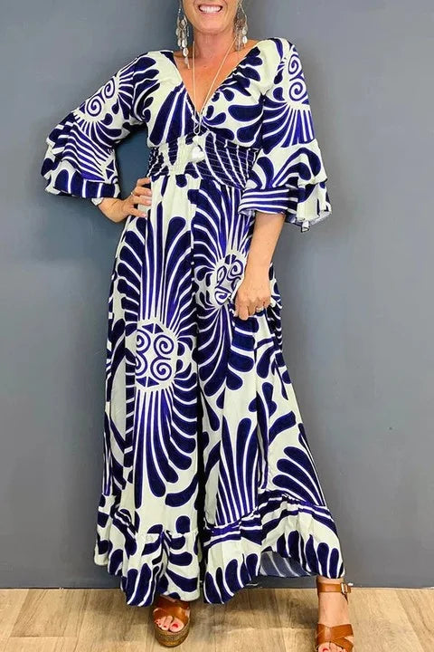 Mocarra | Vintage Floral Rüschenärmel Jumpsuit