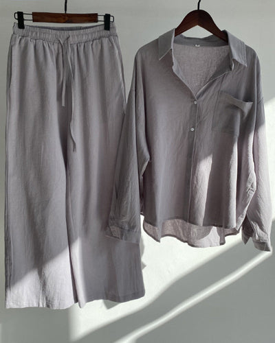 Geneva - Chic Baumwollmischung Bluse & Hose Set - Vielseitig, Bequem, Stilvoll