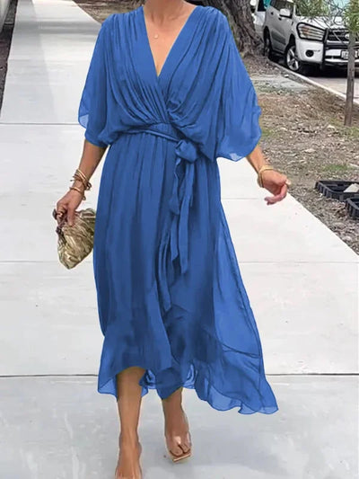 Mocarra | Bohème Stilvolles V-Ausschnitt Chiffon Kleid