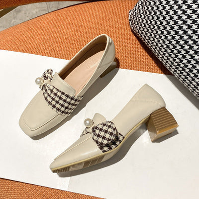 Mocarra | Hohe Heel Leder Schuhe British Style Loafer