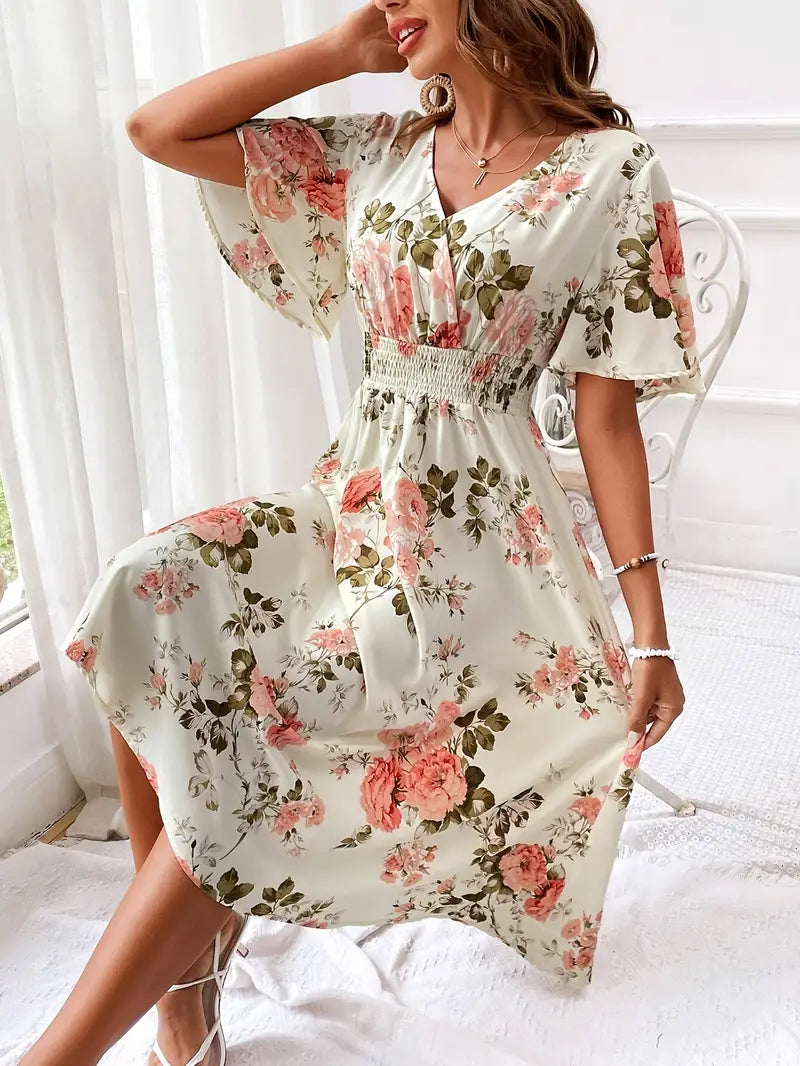 Mercy - Sommerkleid V-Ausschnitt Blumenmuster