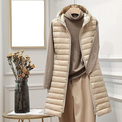 Mocarra | Lange ärmellose Steppjacke mit Kapuze