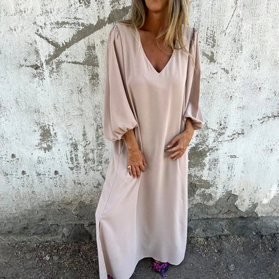 Mocarra | Lockeres Sommerkleid mit V-Ausschnitt und Laternenärmeln