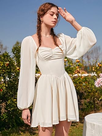Mocarra | Minikleid mit Laternenärmeln und Rüschenbesatz