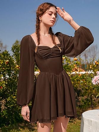 Mocarra | Minikleid mit Laternenärmeln und Rüschenbesatz