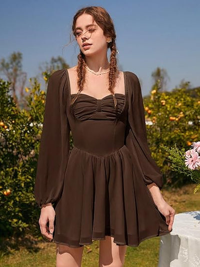 Mocarra | Minikleid mit Laternenärmeln und Rüschenbesatz
