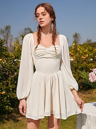 Mocarra | Minikleid mit Laternenärmeln und Rüschenbesatz