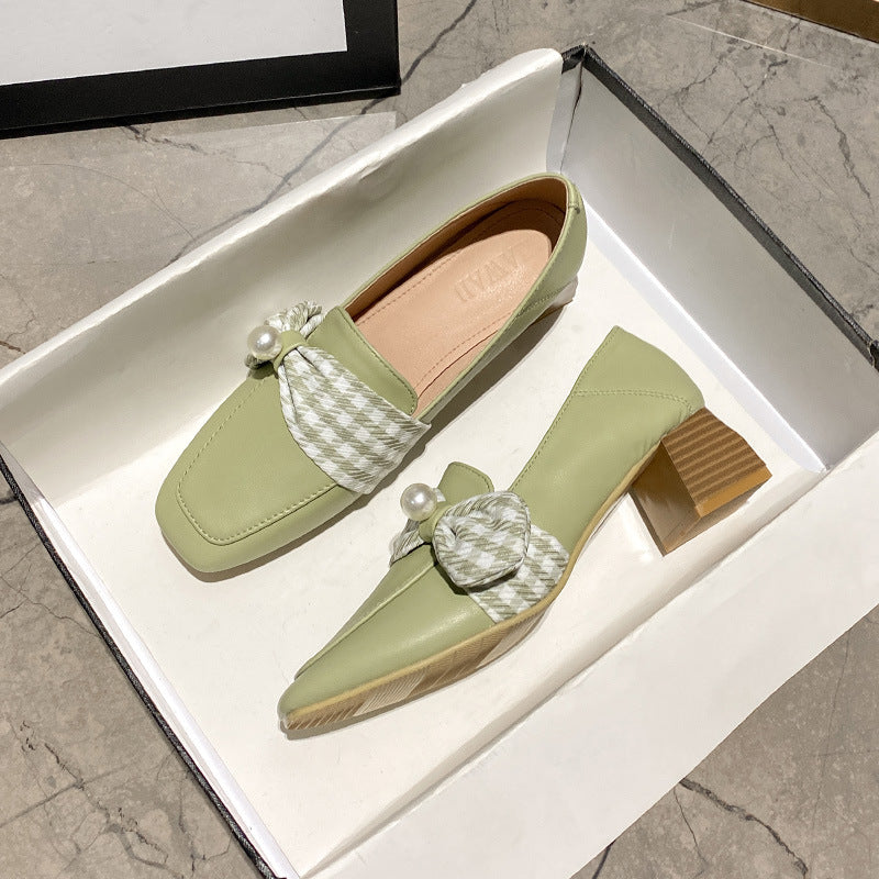 Mocarra | Hohe Heel Leder Schuhe British Style Loafer