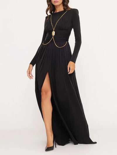 Mocarra | Langärmeliges Rückenfreies Maxikleid