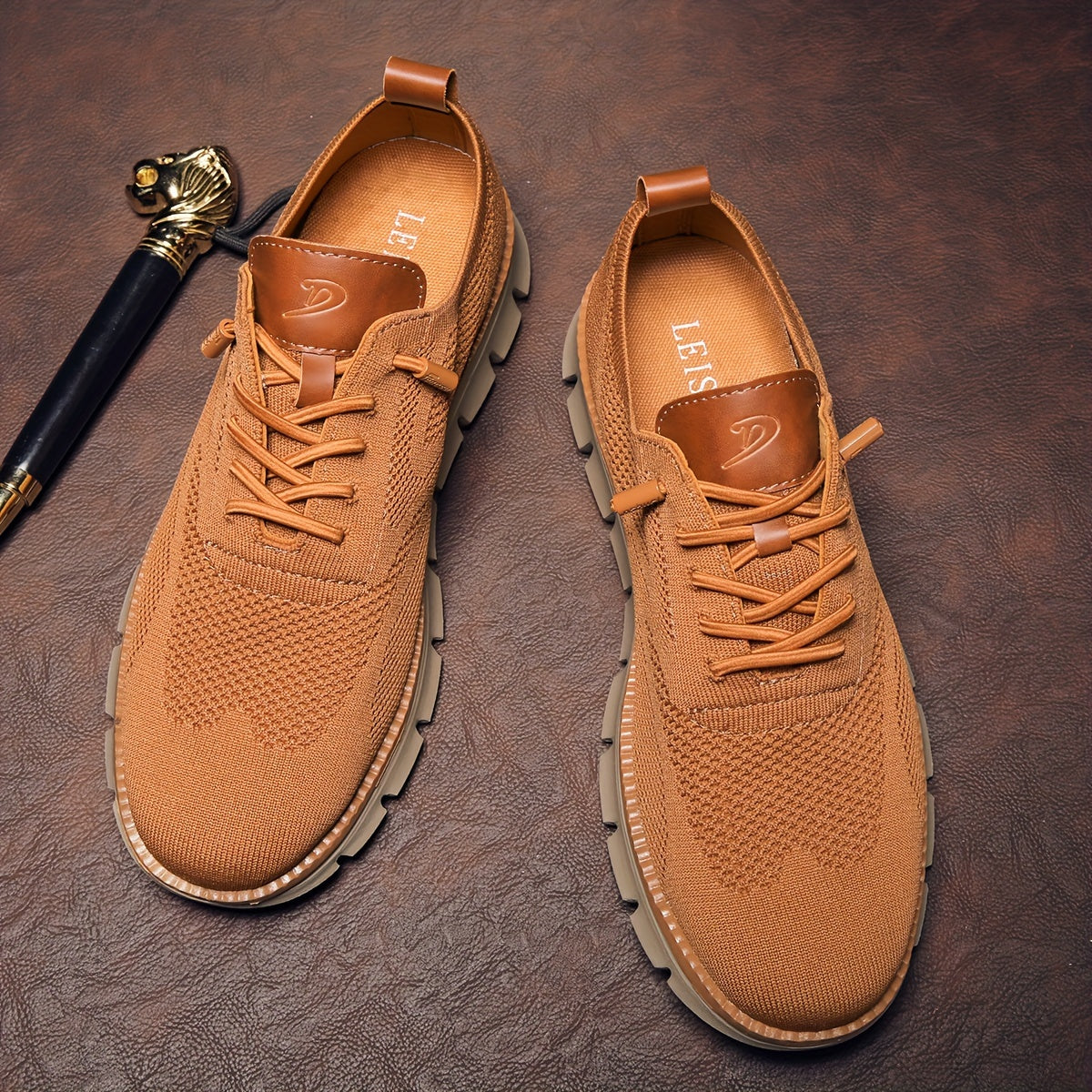 Harris - Karamellfarbene Strick-Sneaker für Herren