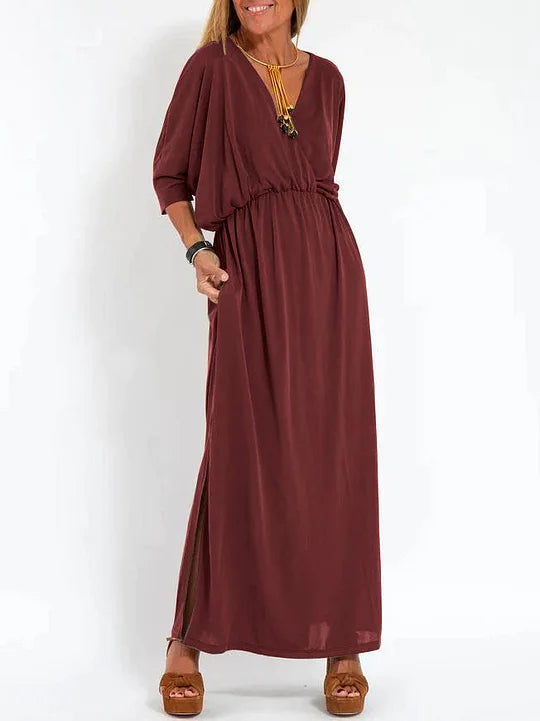 Mocarra | Lässiges Kleid mit V-Ausschnitt und Schlitz