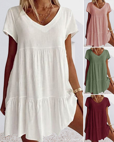 Tracey - Summer Breeze: Entspanntes Kleid aus Baumwollmischung mit kurzen Ärmeln und Rüschendetails
