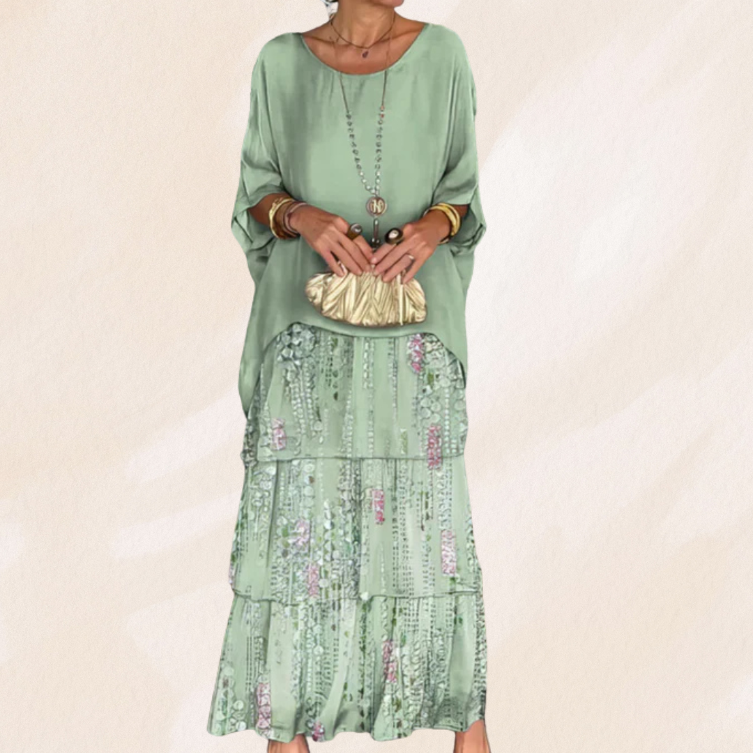Elvéra – Fließendes Maxikleid mit Rundhalsausschnitt