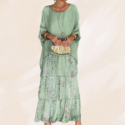 Elvéra – Fließendes Maxikleid mit Rundhalsausschnitt