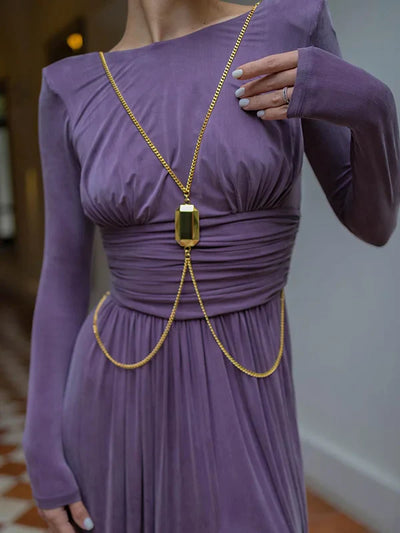 Mocarra | Langärmeliges Rückenfreies Maxikleid