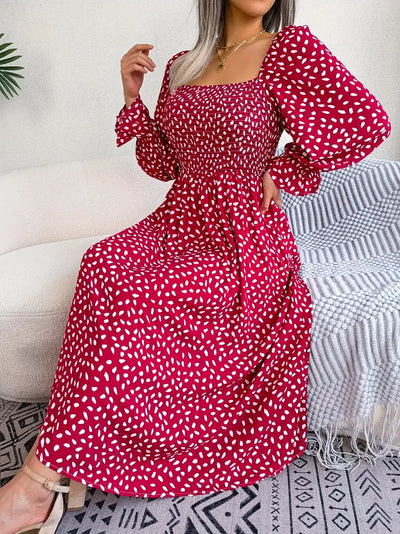 Mocarra | Langärmeliges Plissee-Kleid mit Quadratischem Ausschnitt