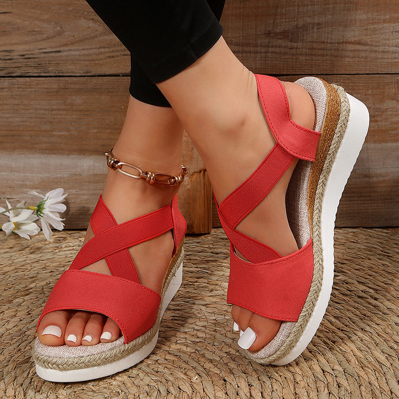 Monique - Keilsandalen Kreuzriemen Plattform Gladiator