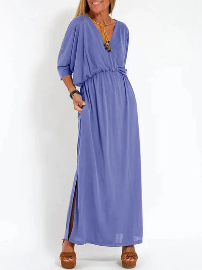 Mocarra | Lässiges Kleid mit V-Ausschnitt und Schlitz