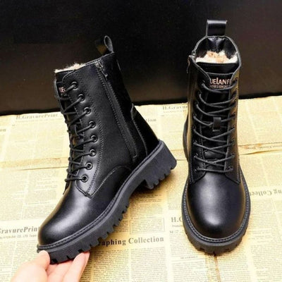 Mocarra | Gefütterter Chunky Boot schwarzes Leder