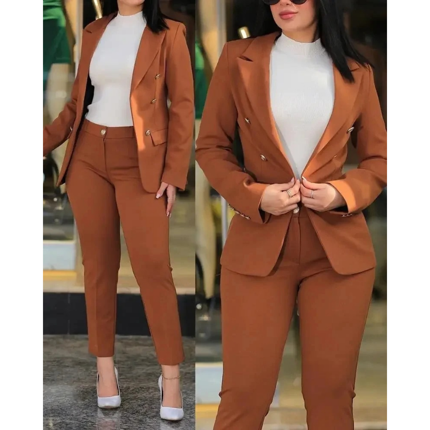 Griselda - Set aus Blazer und Hose mit zwei Knöpfen für formelle Anlässe