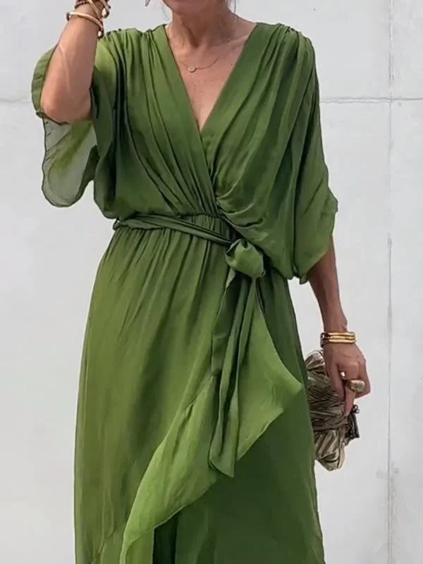 Mocarra | Bohème Stilvolles V-Ausschnitt Chiffon Kleid