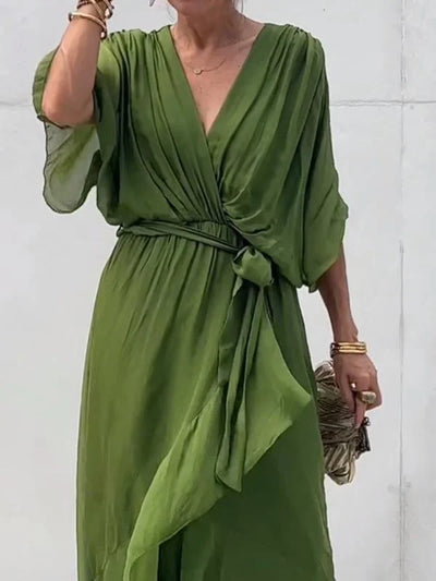 Mocarra | Bohème Stilvolles V-Ausschnitt Chiffon Kleid