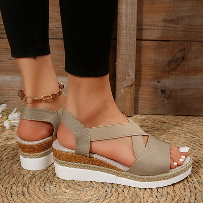 Monique - Keilsandalen Kreuzriemen Plattform Gladiator