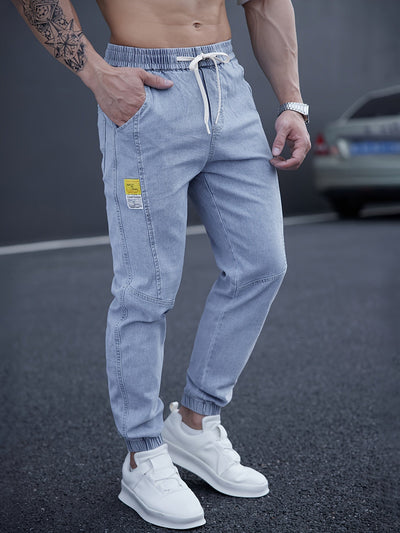 Angelo - Schwarze Herren-Jeans-Jogger mit lockerem Schnitt