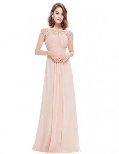 Damen Elegantes Abendkleid mit Spitzenoberteil und fließendem Rock Fudus