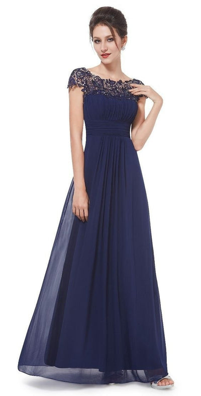 Damen Elegantes Abendkleid mit Spitzenoberteil und fließendem Rock Fudus