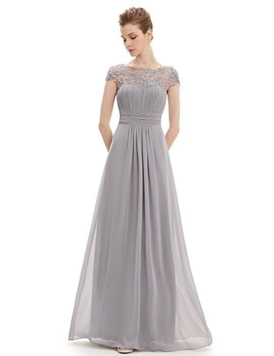 Damen Elegantes Abendkleid mit Spitzenoberteil und fließendem Rock Fudus
