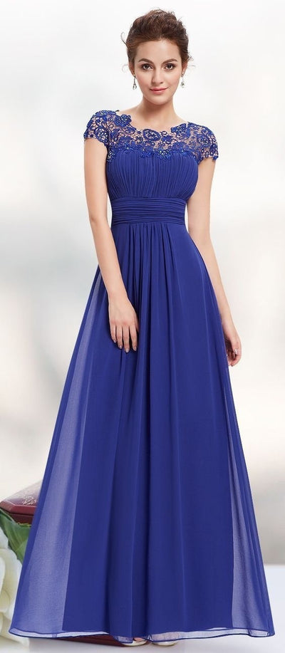 Damen Elegantes Abendkleid mit Spitzenoberteil und fließendem Rock Fudus