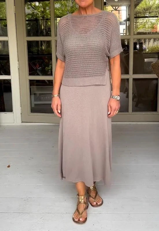 Mocarra | Strapskleid und Hohlbluse Set