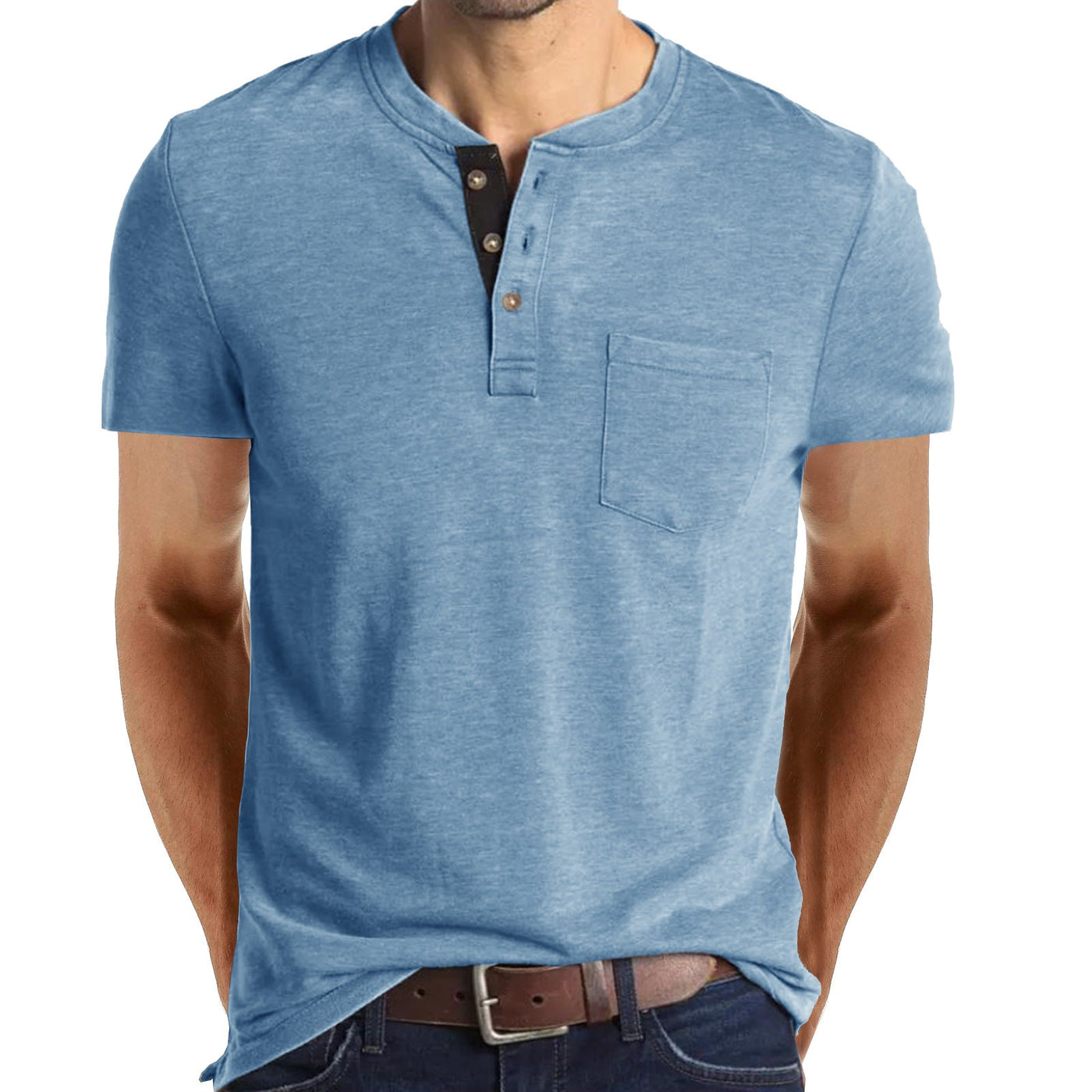 Will - Oceanblau Henley T-Shirt