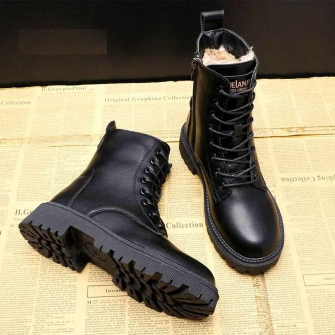Mocarra | Gefütterter Chunky Boot schwarzes Leder