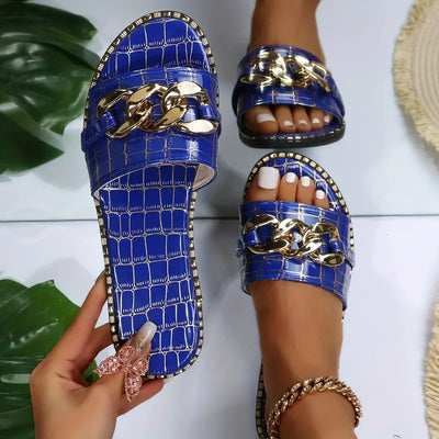 Alicia - Metallische Chian-Dekor-Sandalen für Frauen [Letzter Tag Rabatt]