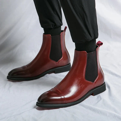 Mocarra | Glänzende braune Chelsea-Lederstiefel für Männer