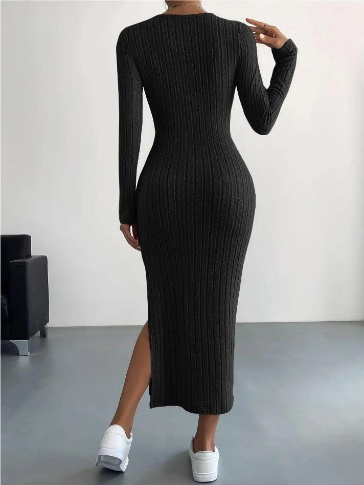 Mocarra | Lässiges Elegantes Langes Schlankes Kleid
