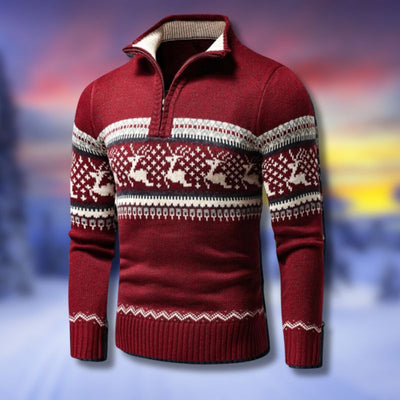 Mocarra | Gestrickter Winter- und Weihnachtspulli mit Reißverschluss