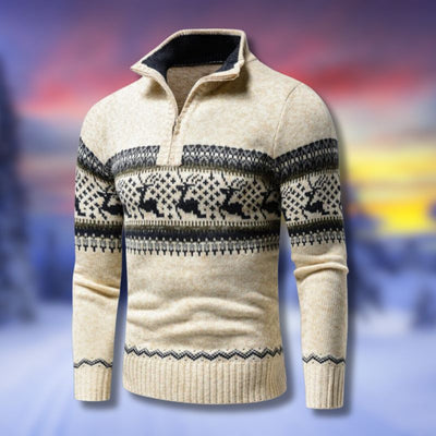 Mocarra | Gestrickter Winter- und Weihnachtspulli mit Reißverschluss