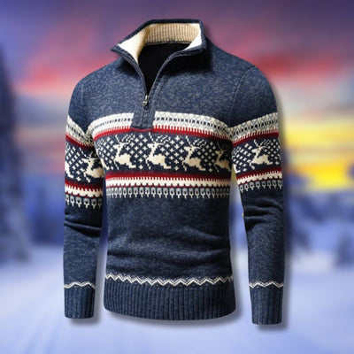 Mocarra | Gestrickter Winter- und Weihnachtspulli mit Reißverschluss