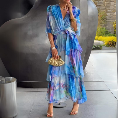 Diana | Glänzendes V-Ausschnitt Kleid