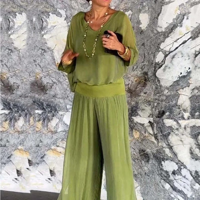 Mocarra | Elegantes Chiffon Weites Bein 2 Stück Set