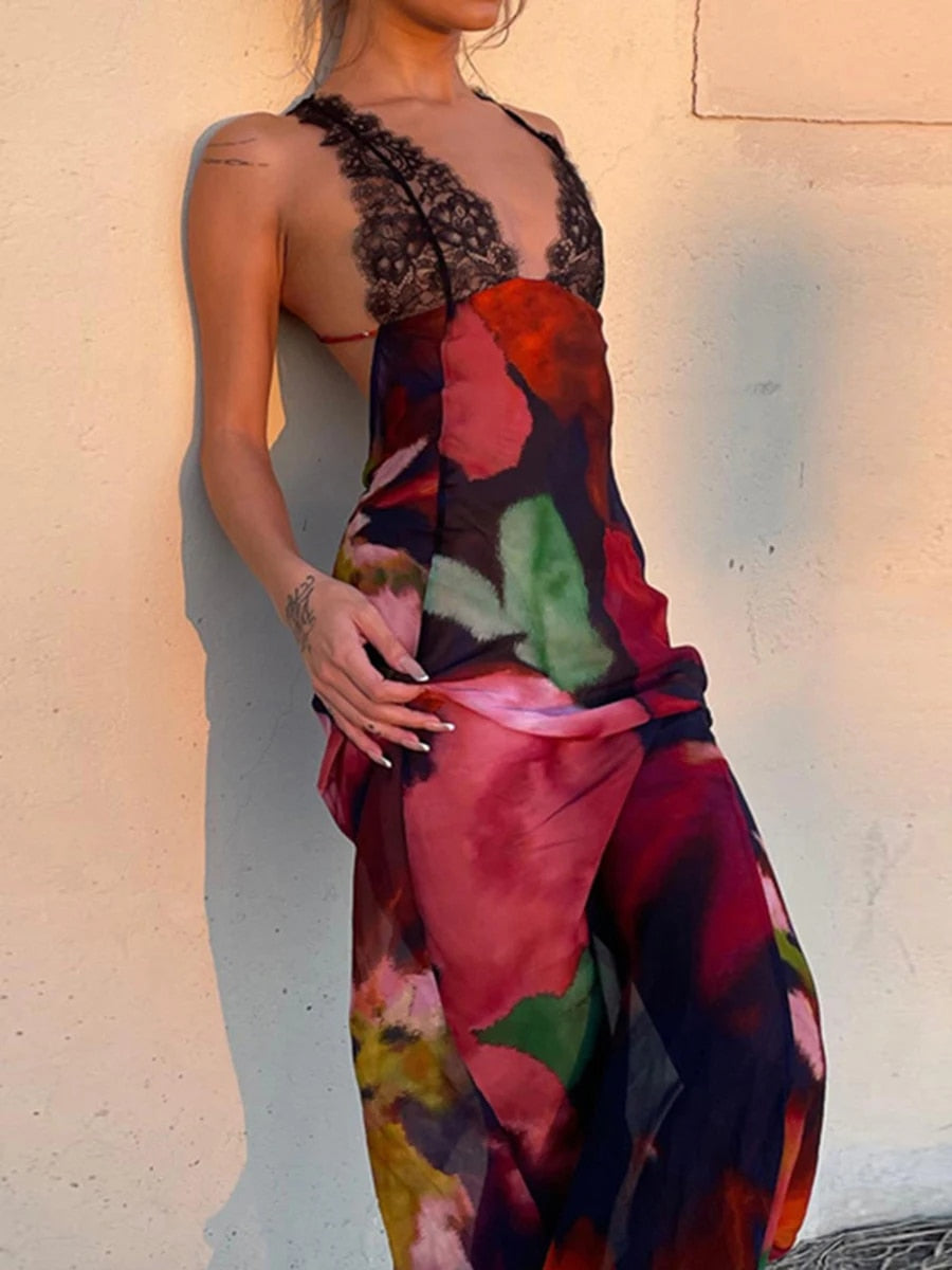 Mocarra | Rückenfreies Kleid aus Kontrastierender Spitze