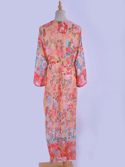 Mocarra | Chic Jahrgang Druck Floral Strand Cover Up Sommer