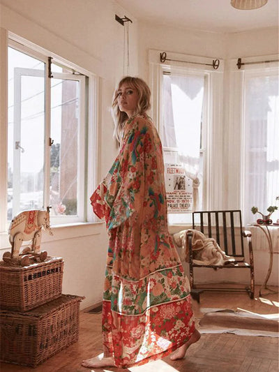 Mocarra | Chic Jahrgang Druck Floral Strand Cover Up Sommer